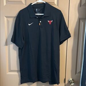 Nike Black Chicago Bulls Polo Shirt with Red Logo